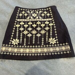 Blue Rain Dark Navy Mini Skirt with Embroidery S
